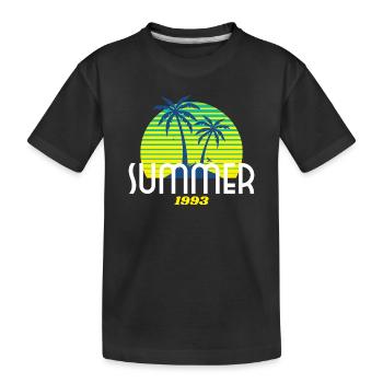 Tropical Palm Tree & Sunset Design - Kids' Premium Organic T-Shirt - black - Front