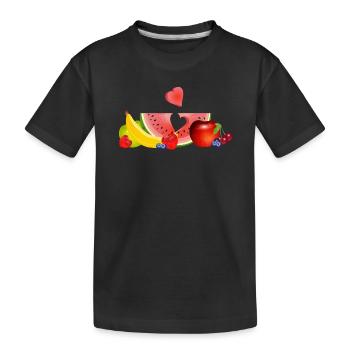 Bunte Früchte mit Wassermelone und Herz - Kinder Premium Bio T-Shirt - Schwarz - Vorne