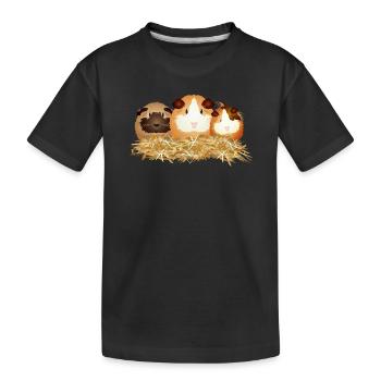 Drei süße Meerschweinchen im Stroh – Freunde - Kinder Premium Bio T-Shirt - Schwarz - Vorne