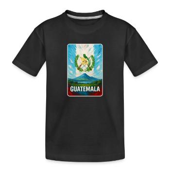 Guatemala Vulkan & Nationalwappen - Kinder Premium Bio T-Shirt - Schwarz - Vorne
