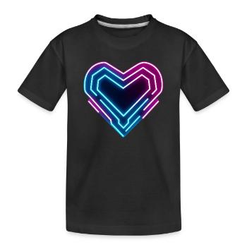 Futuristisches Neon-Herz | Cyber Heart Love Design - Kinder Premium Bio T-Shirt - Schwarz - Vorne