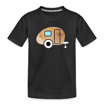 Caravan Caravan Wood Grain Nature Camping Fan - Kids' Premium Organic T-Shirt - black - Front