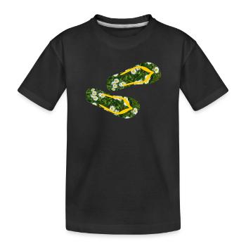 Latschen Gänseblümchen Flip Flops Camping Rasen - Kinder Premium Bio T-Shirt - Schwarz - Vorne