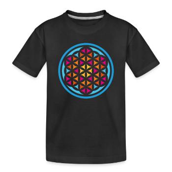 Lebensblume Mandala Yoga Indien Meditation Spirit - Kinder Premium Bio T-Shirt - Schwarz - Vorne