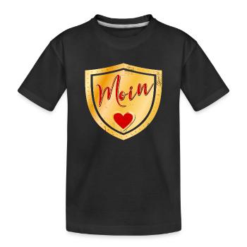 AUSZEICHNUNG HERZ MOIN - Kinder Premium Bio T-Shirt - Schwarz - Vorne