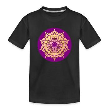 Yoga Ornament Blüte Sonne Mandala Kreis Gold om - Kinder Premium Bio T-Shirt - Schwarz - Vorne