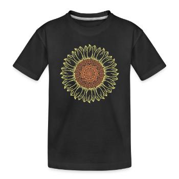 Conception complexe de mandala tournesol - T-shirt bio Premium Enfant - noir - Devant