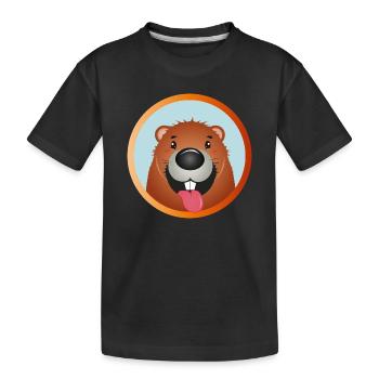 Naughty beaver with tongue sticking out - Kids' Premium Organic T-Shirt - black - Front