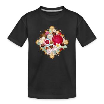Chocolates in ornamental design with delicate flowers - Kids' Premium Organic T-Shirt - black - Front