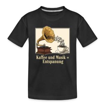Kaffee und Musik = Entspannung - Kinder Premium Bio T-Shirt - Schwarz - Vorne