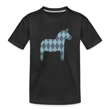 Dalapferd Rauten Muster skandinavisch Deko Kinder - Kinder Premium Bio T-Shirt - Schwarz - Vorne