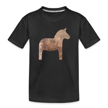 Dala Horse Wood Suède Traditionnel Scandinave - T-shirt bio Premium Enfant - noir - Devant