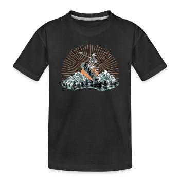 Kallio Surf Skelett Design - Kinder Premium Bio T-Shirt - Schwarz - Vorne