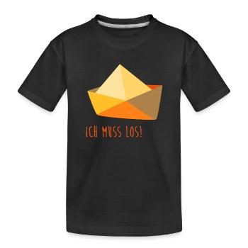 Bateau Aviron Mer Bateau Papier Vacances Maritime - T-shirt bio Premium Enfant - noir - Devant