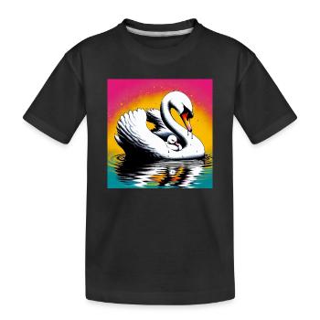 swan - Kids' Premium Organic T-Shirt - black - Front