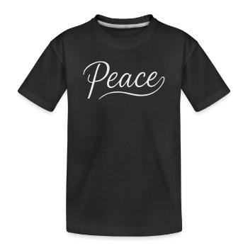 Peace Lettering Cursive Font - Kids' Premium Organic T-Shirt - black - Front