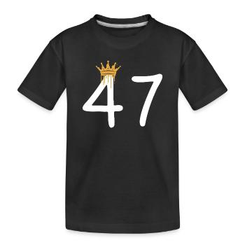 Golden crown over number 47 design - Kids' Premium Organic T-Shirt - black - Front