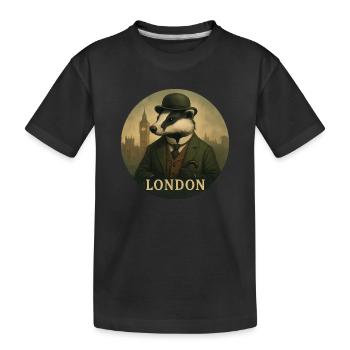 Gentleman Badger – London Souvenir Design - T-shirt bio Premium Enfant - noir - Devant