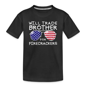 Frère d'échange pour les feux d'artifice pour les enfants le 4 juillet - T-shirt bio Premium Enfant - noir - Devant