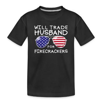 Échanger le mari contre des feux d’artifice Drôle 4 juillet - T-shirt bio Premium Enfant - noir - Devant