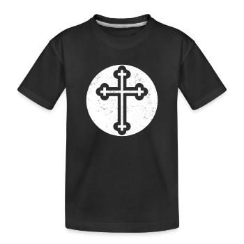 Croix bulgare orthodoxe dans cercle blanc - T-shirt bio Premium Enfant - noir - Devant