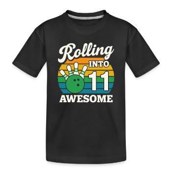 Retro 11 Bowling Celebration T-Shirt - Kinder Premium Bio T-Shirt - Schwarz - Vorne