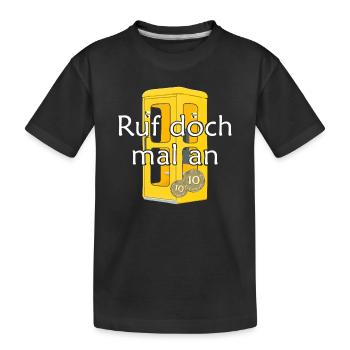 Yellow phone booth vintage, give us a call - Kids' Premium Organic T-Shirt - black - Front