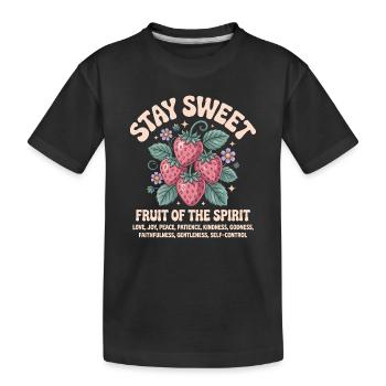 Bleib süße Frucht des Geistes - Kinder Premium Bio T-Shirt - Schwarz - Vorne