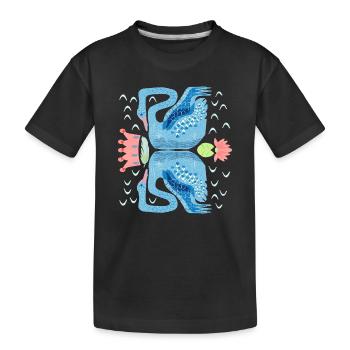 Cygnes bleus élégants avec des nénuphars - T-shirt bio Premium Enfant - noir - Devant
