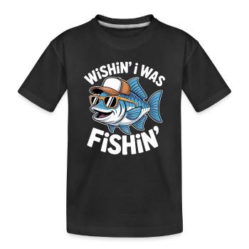 Poisson humoristique avec lunettes de soleil et casquette - T-shirt bio Premium Enfant - noir - Devant