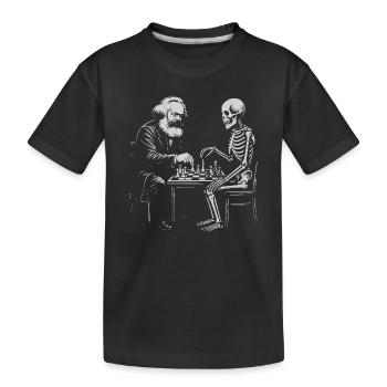 Karl Marx spielt Schach mit Skelett - Kinder Premium Bio T-Shirt - Schwarz - Vorne