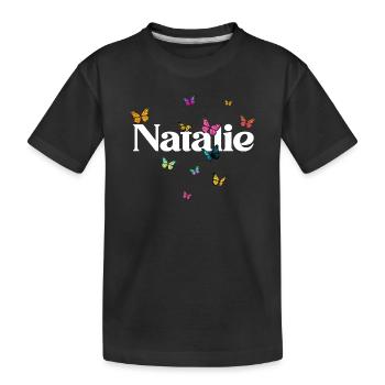 Beau prénom de fille avec des papillons NATALIE - T-shirt bio Premium Enfant - noir - Devant