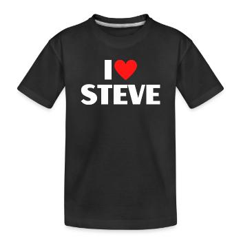 I love Steve Rotes Herz Romantischer Name Fan - Kinder Premium Bio T-Shirt - Schwarz - Vorne