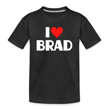 I love Brad Red Heart Romantic Name Fan - Kids' Premium Organic T-Shirt - black - Front