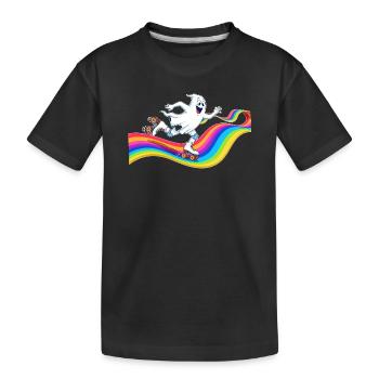 Un fantôme patine à roulettes sur une patinoire arc-en-ciel - T-shirt bio Premium Enfant - noir - Devant