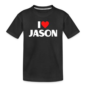 I love Jason Red Heart Romantic Name Fan - Kids' Premium Organic T-Shirt - black - Front