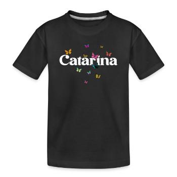 Beautiful girl's name with butterflies CATARINA - Kids' Premium Organic T-Shirt - black - Front