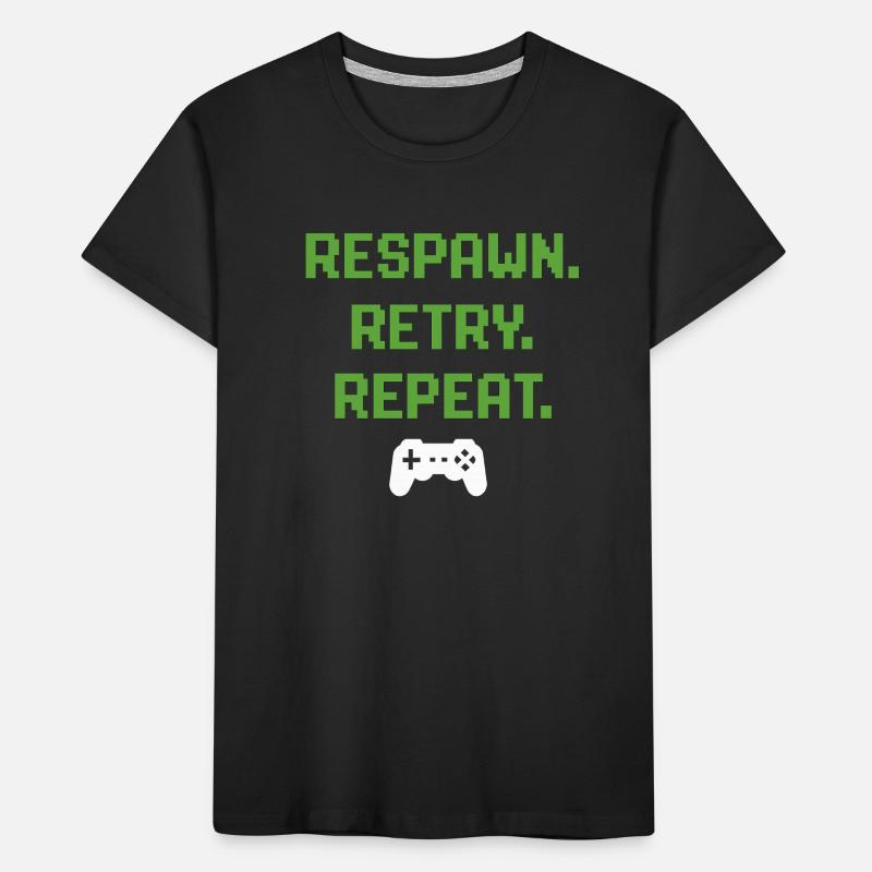 Réapparaître. Réessayer. Répéter. – Conception de pixels de jeu T-shirt bio Premium Enfant
