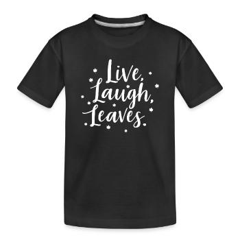 Leben Lachen Blätter Glücklich Herbst Ernte Herbst - Kinder Premium Bio T-Shirt - Schwarz - Vorne