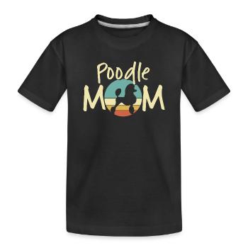 Pudel Mama Retro Sonnenuntergang Design - Kinder Premium Bio T-Shirt - Schwarz - Vorne