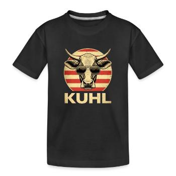 Cool bull head with sunglasses - Kids' Premium Organic T-Shirt - black - Front