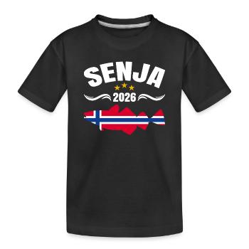 Senja Angeltour Norwegen 2026 - Kinder Premium Bio T-Shirt - Schwarz - Vorne