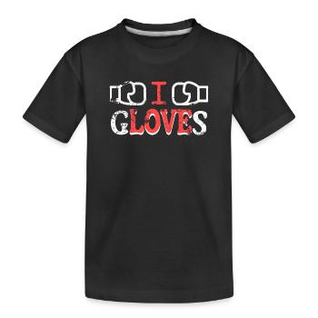 I Love Gloves Illustration Design - Kids' Premium Organic T-Shirt - black - Front