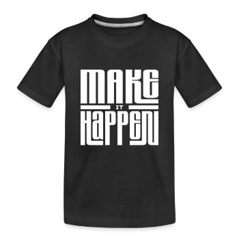 Ausdruck von Freude in linearer Typografie - Kinder Premium Bio T-Shirt - Schwarz - Vorne