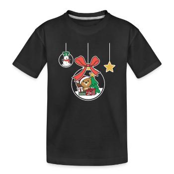 Biber Weihnachten Schneekugel Biber - Kinder Premium Bio T-Shirt - Schwarz - Vorne
