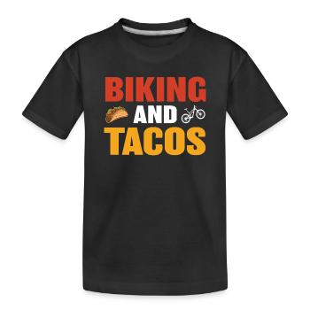 Biking and tacos design for leisure - Kids' Premium Organic T-Shirt - black - Front