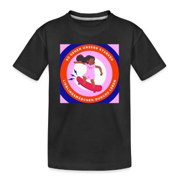 Starke Lieblingsmädchen – Bunte Skateboard-Illustr - Kinder Premium Bio T-Shirt - Schwarz - Vorne