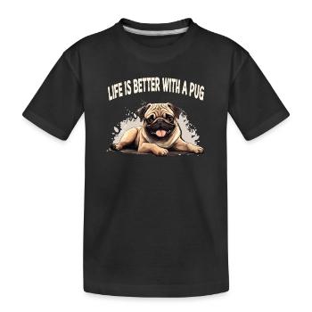 La vie est meilleure avec un carlin - T-shirt bio Premium Enfant - noir - Devant