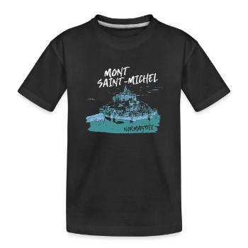 Mont Saint-Michel Blau Aquarell - Kinder Premium Bio T-Shirt - Schwarz - Vorne