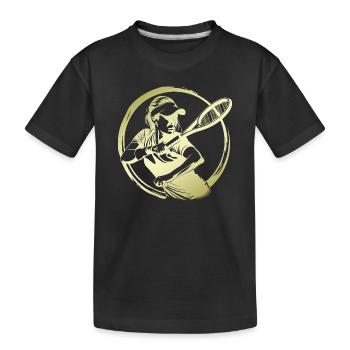 Tennis Spielerin Silhouette - Kinder Premium Bio T-Shirt - Schwarz - Vorne